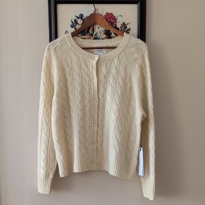 Wilt Cream Cable Knit Women's Cashmere Cardigan Sweater